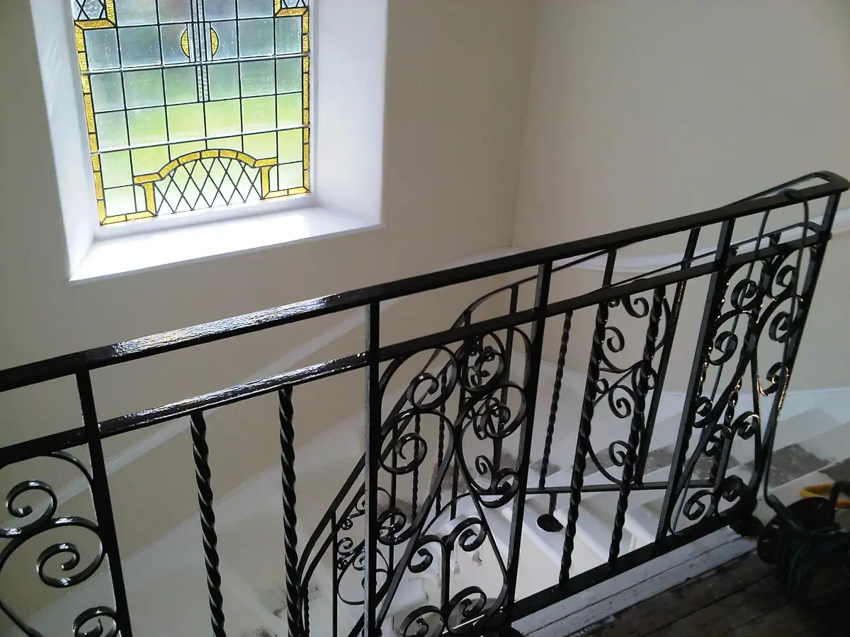 Town house hallway plastering and painting Giffnock Glasgow